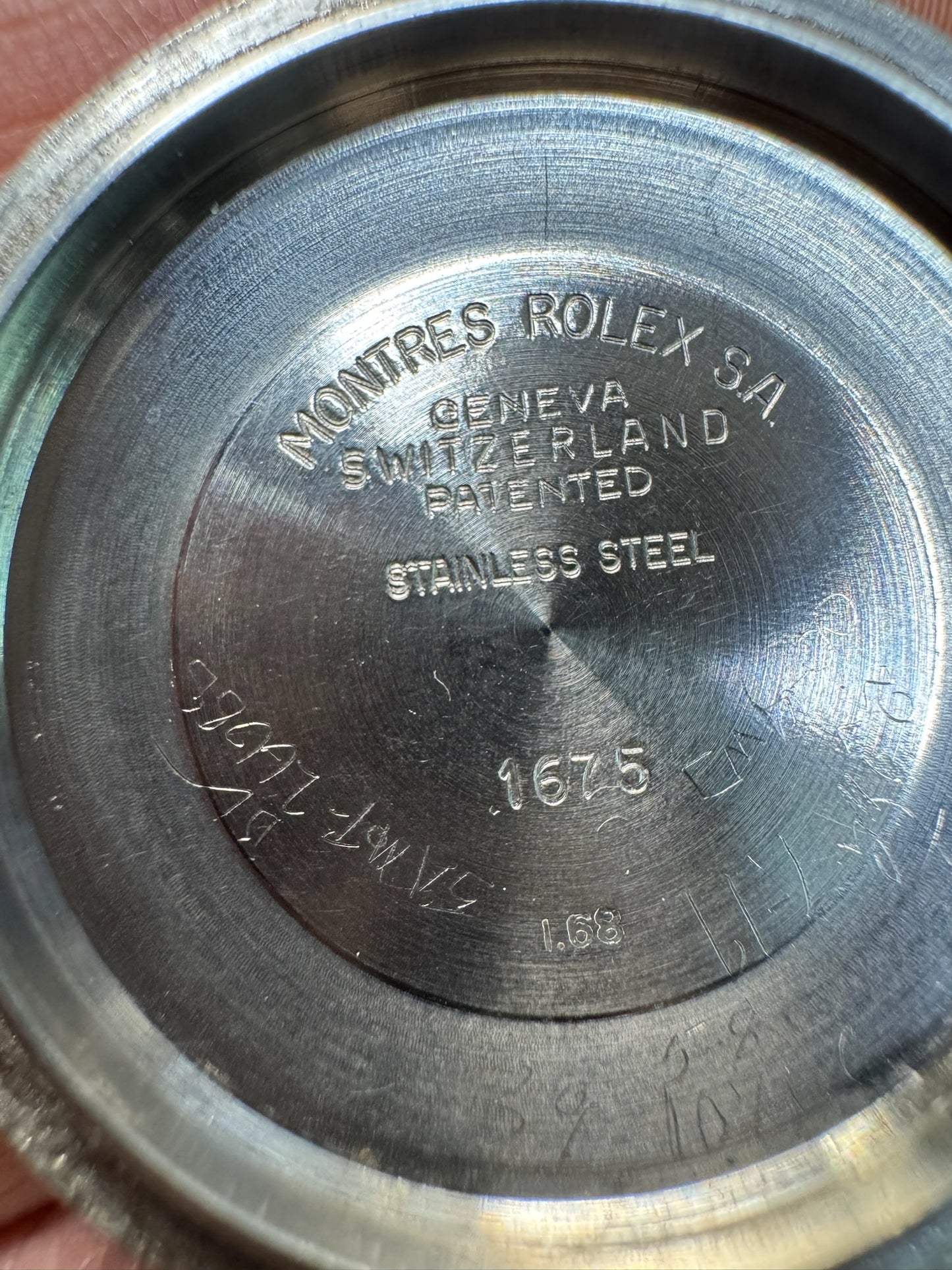 Rolex GMT-Master 1675 MK1 Long E Pumpkin Zinc Sulfide Lume Fuchsia Insert 1968