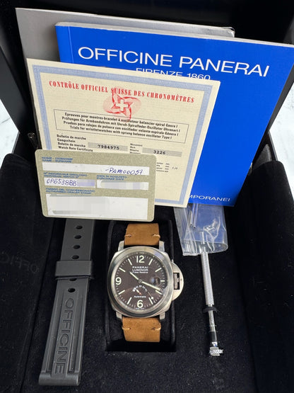 Panerai Luminor Power Reserve PAM57 Titanium Tobacco Dial Very Rare 2000 (Full-Set/Unpolished)