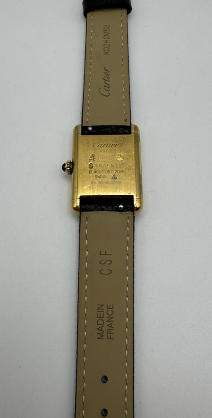 Cartier Tank Vermeil Gold Plated Rare Coral Dial 90s (Unpolished/Serviced)