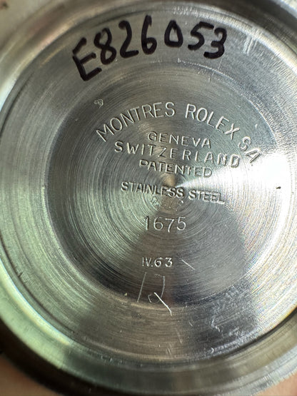 Rolex GMT-Master 1675 PCG Eagle Beak Tropical Glossy Gilt Chapter Ring Exclamation Point Faded Red Back Pepsi Vintage 1963 (Full-Set/Serviced)