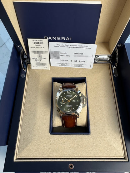 Panerai Luminor Perpetual Calendar PAM715 Platinumtech Green Dial 2024 (Full-Set/Unpolished)