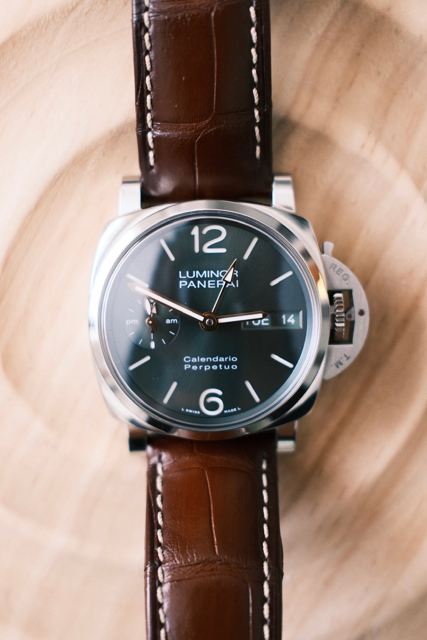 Panerai Luminor Perpetual Calendar PAM715 Platinumtech Green Dial 2024 (Full-Set/Unpolished)