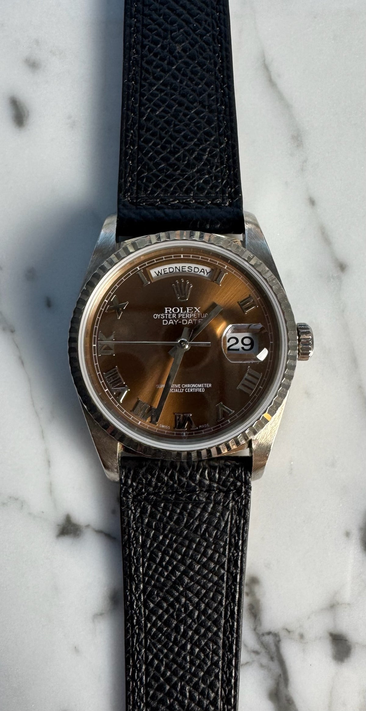 Rolex Day-Date 18239 White Gold Brown/Bronze Dial Rare 1999 (Unpolished)