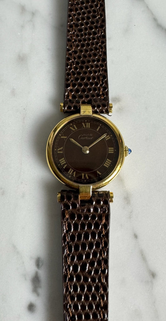 Cartier Vendome 590004 Wood Dial ~1990 (Unpolished)