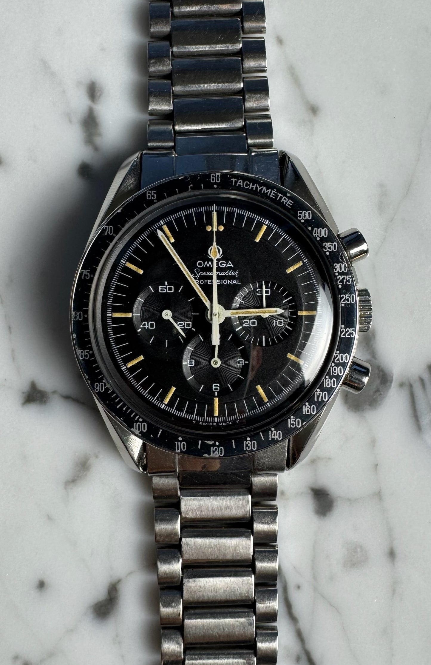 Omega Speedmaster Professional Moonwatch 145.022 Step Dial Pumpkin Patina Faded Bezel 1969 (Serviced)