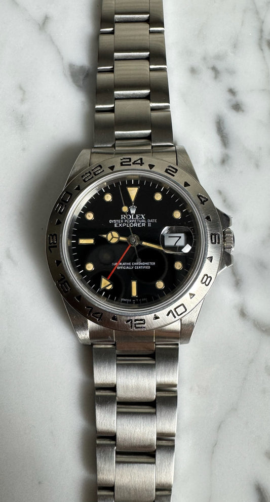Rolex Explorer II 16550 Black Dial Yellow Patina 1983
