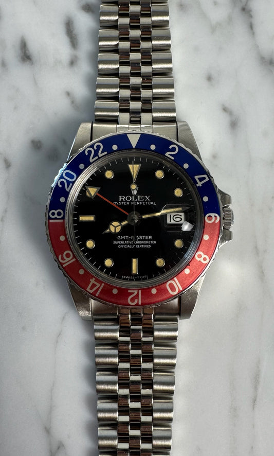 Rolex GMT-Master 16750 Jubilee Pepsi Yellow Patina 1984 (Serviced)