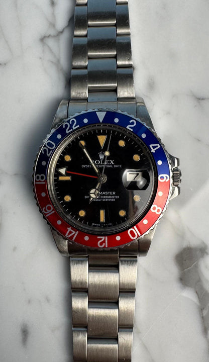 Rolex GMT-Master 16750 Pepsi Bezel Pumpkin Patina 1985 (Serviced)