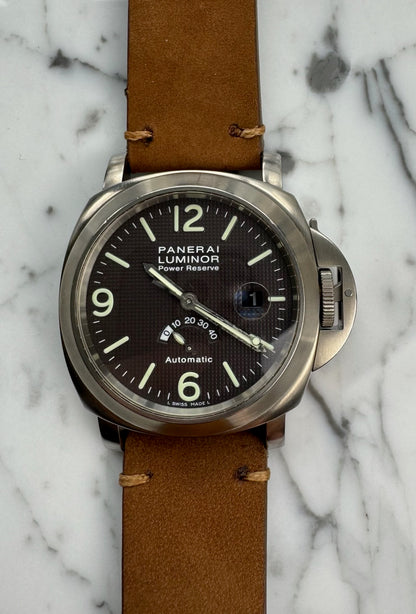 Panerai Luminor Power Reserve PAM57 Titanium Tobacco Dial Very Rare 2000 (Full-Set/Unpolished)