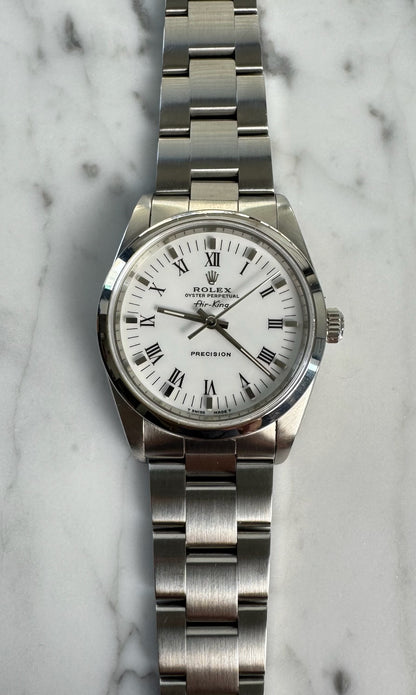 Rolex Air King 14000 White Roman Dial U Serial 1998 (Full-Set)