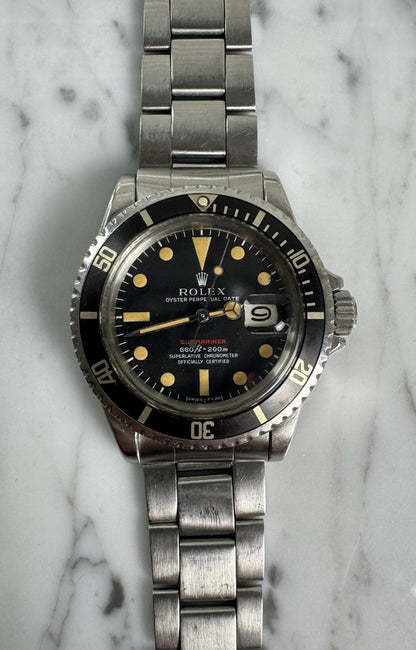 Rolex Submariner Date 1680 Red Heavy Patina Vintage 1971 (Full-Set/Unpolished/Serviced)