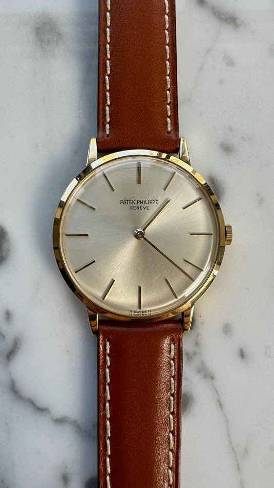 Patek Philippe Calatrava 3468 Yellow Gold Silver Sigma Dial Vintage 1960s