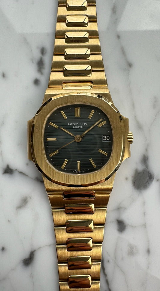 Patek Philippe Nautilus 3800J 18K Yellow Gold Blue Sigma Dial 1984