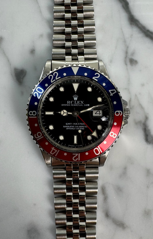 Rolex GMT-Master 16750 Pepsi Black Glossy Dial 1983 (Serviced)