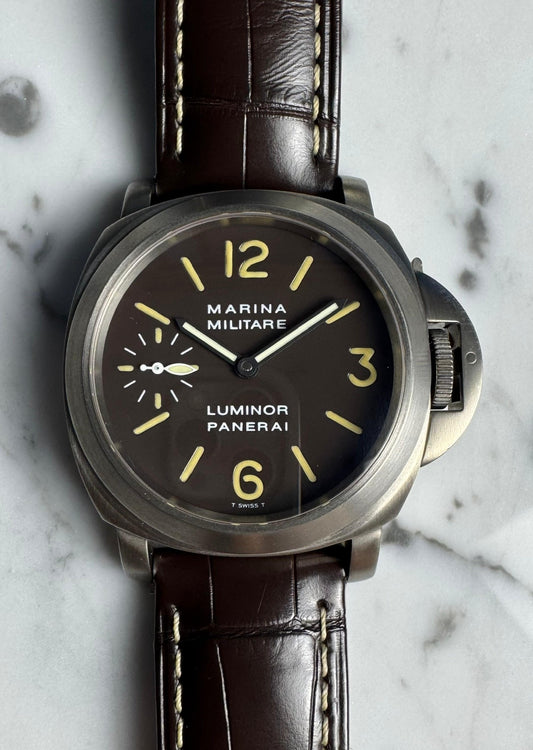 Panerai Luminor Marina Militare PAM00036 Titanium Tobacco Tritium Dial 2000 (Full-Set)