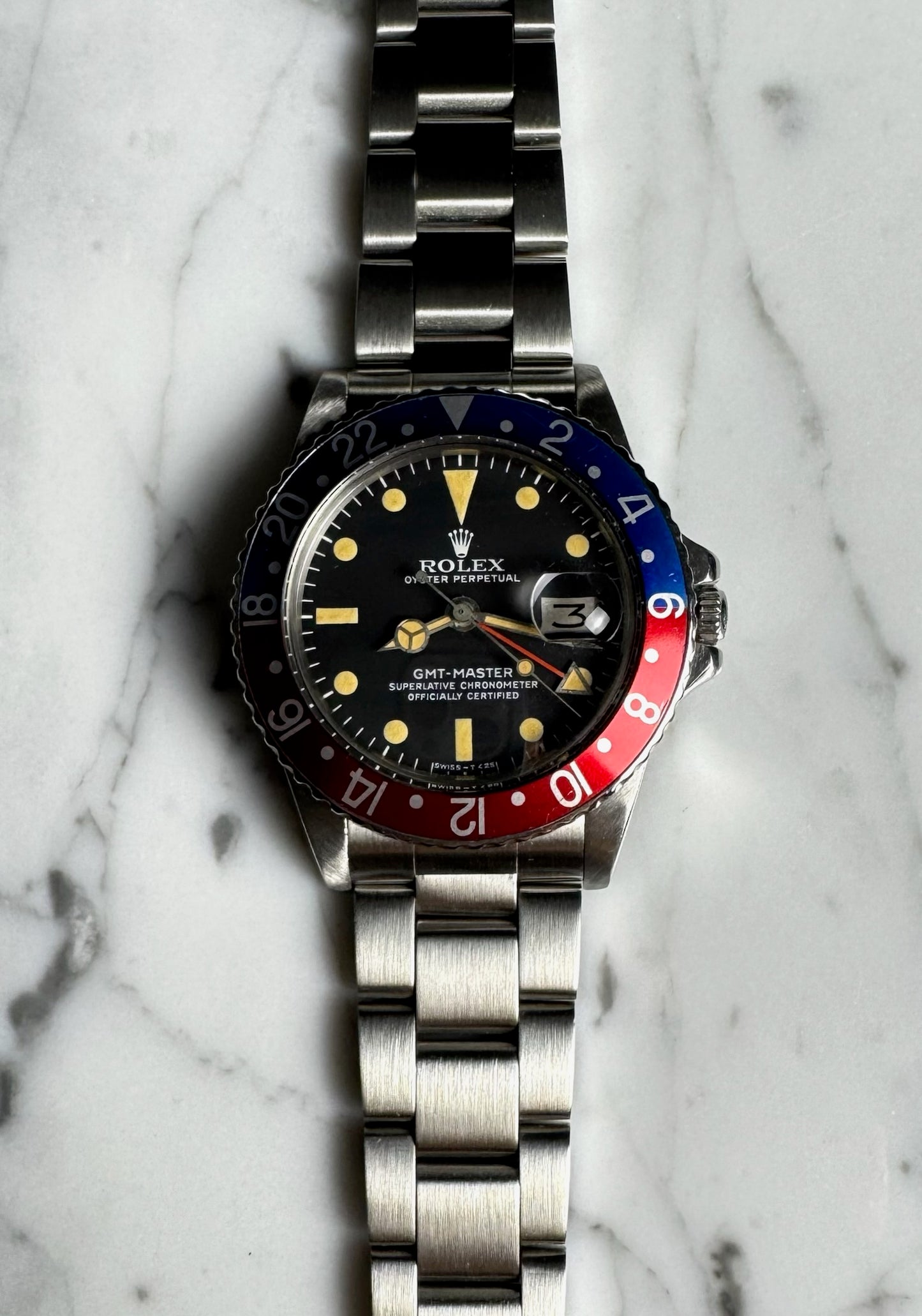 Rolex GMT-Master 1675 MK4 Pepsi Red Back Heavy Patina 1976 (Full-Set)