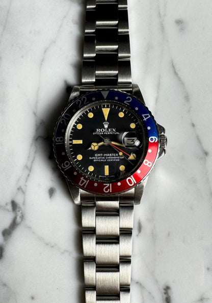 Rolex GMT-Master 1675 MK4 Pepsi Red Back Heavy Patina 1976 (Full-Set)