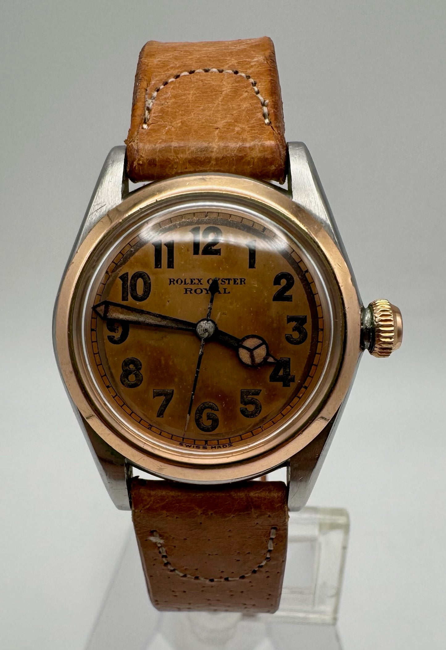 Rolex Oyster Royal 3121 Salmon Dial Arabic Numerals Two-Tone Vintage 1940s (Unpolished/Serviced)