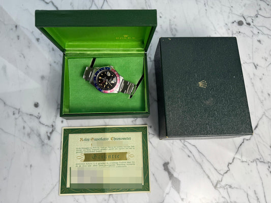 Rolex GMT-Master 1675 PCG Gilt Chapter Ring Oyster Riveted Pepsi Red Back 1961 (Full-Set/Unpolished)