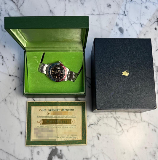 Rolex GMT-Master 1675 PCG Chapter Ring Underline Pepsi Gilt Dial 1960 (Full-Set)