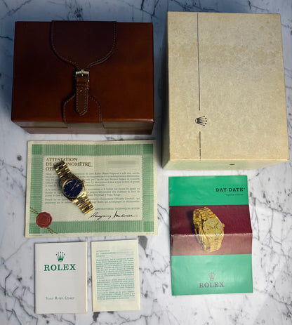 Rolex Day-Date 36 1803 Full Gold 18K Rare Blue Dial 1970 (Full-Set/Serviced)