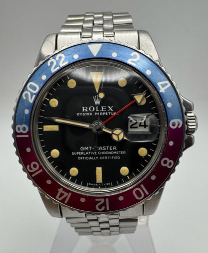 Rolex GMT-Master 1675 MK1 Zinc Sulfide Yellow Patina Fuchsia Bezel 1967