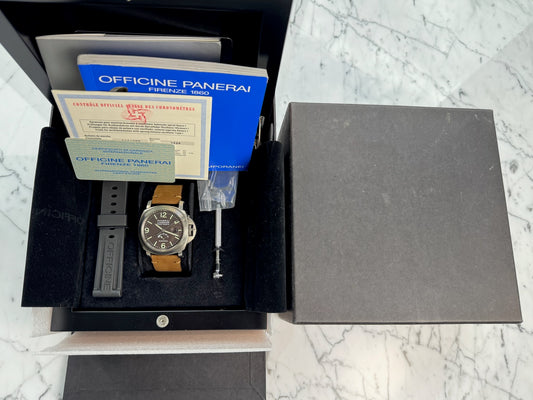 Panerai Luminor Power Reserve PAM57 Titanium Tobacco Dial Very Rare 2000 (Full-Set/Unpolished)