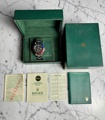 Rolex GMT-Master 1675 MK4 Pepsi Red Back Heavy Patina 1976 (Full-Set)