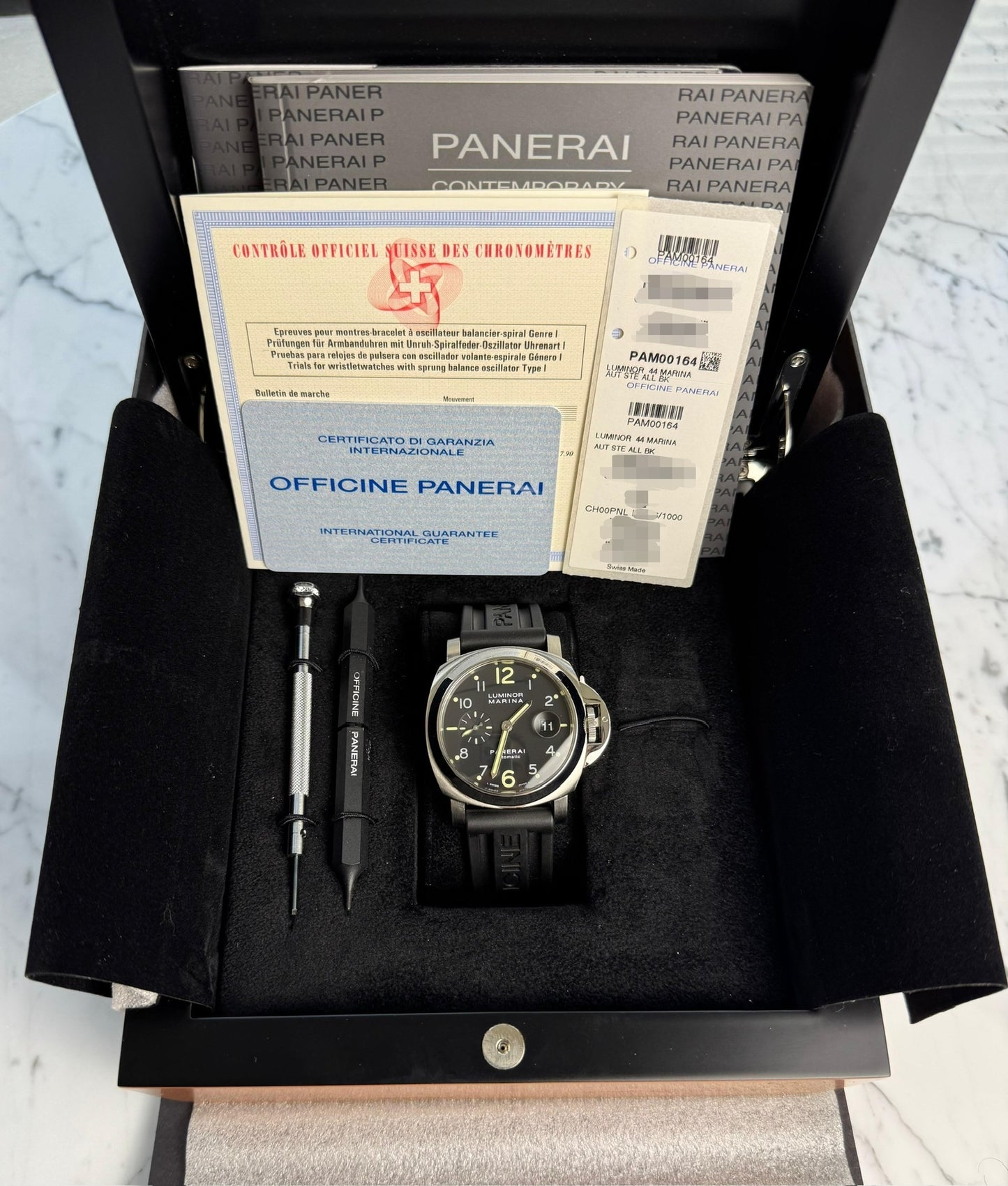 Panerai Luminor Marina Automatic PAM 00164 Black Arabic Dial 2010 (Full-Set/Unpolished)