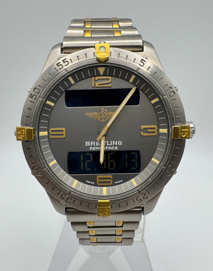 Breitling Aerospace Full Titanium Two Tone Grey Tritium Dial Yellow Patina Vintage 1995