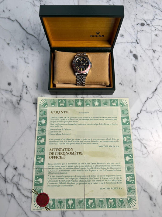 Rolex GMT-Master 16750 Matte Dial Heavy Patina Faded Pepsi Bezel 1984 (Full-Set/Serviced)