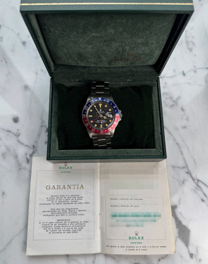 Rolex GMT-Master 1675 MK2 Heavy Patina All Red GMT Hand Pepsi Red Back 1971 (Full-Set/Serviced)
