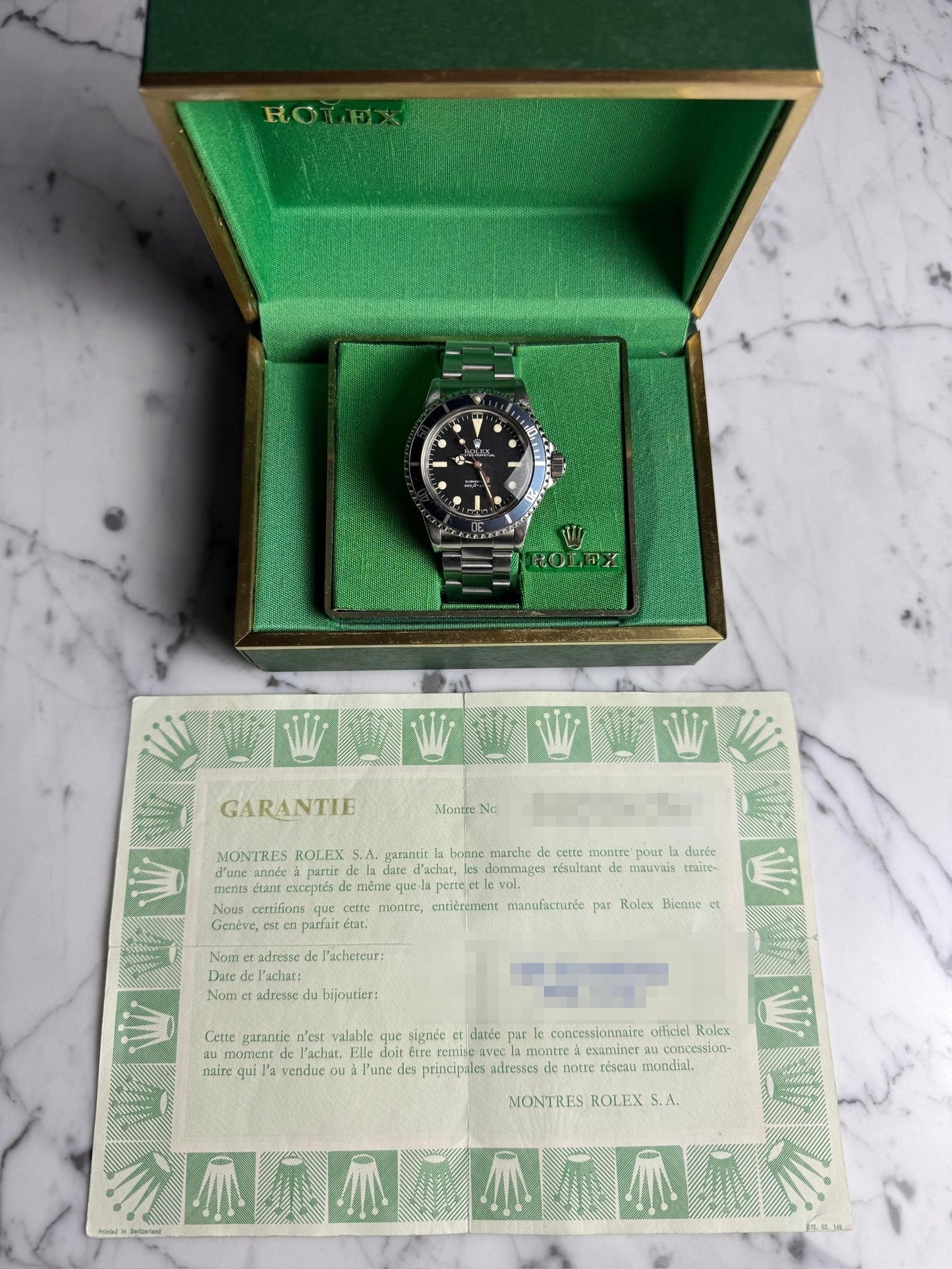 Rolex Submariner No Date 5513 MK3 Maxi/Lollipop Dial Blue Insert 1981 (Full-Set)
