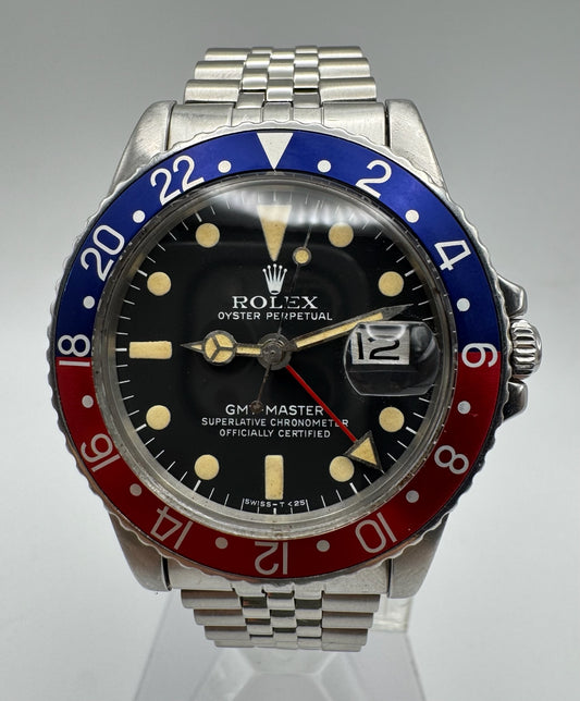 Rolex GMT-Master 1675 MK5 Pepsi Jubilee Yellow Patina 1978 (Serviced)