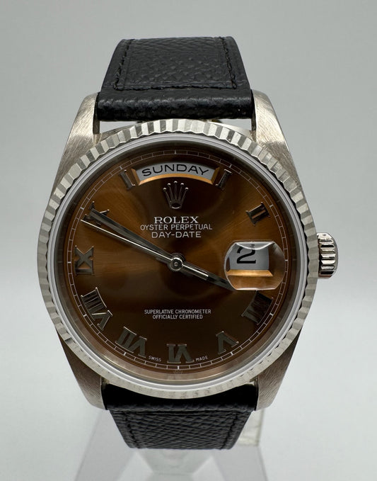 Rolex Day-Date 18239 White Gold Brown/Bronze Dial Rare 1999 (Unpolished)
