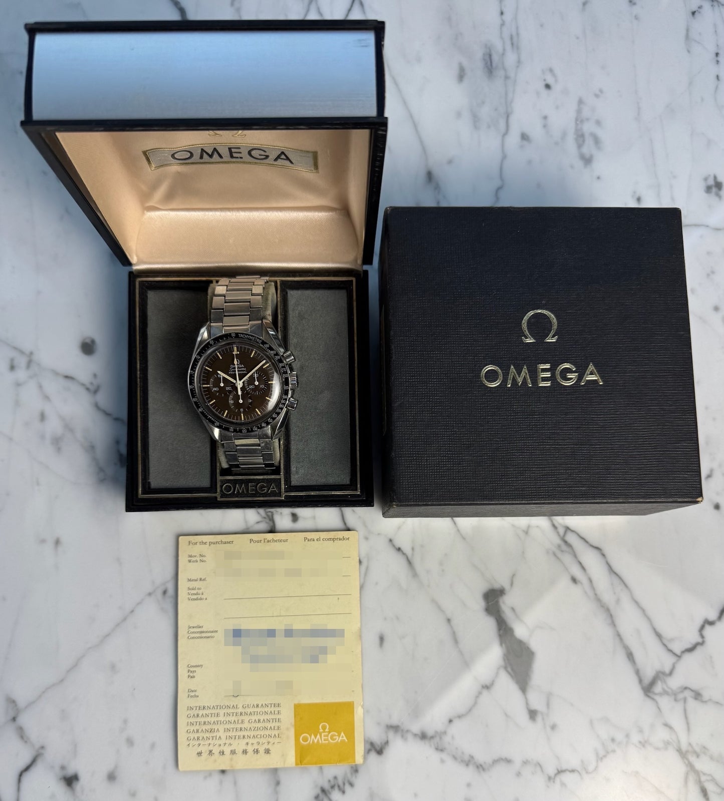 Omega Speedmaster Professional Moonwatch 145.022-69ST Caramel Tropical Dial Yellow Patina 1969 (Full-Set/Unpolished/Serviced)