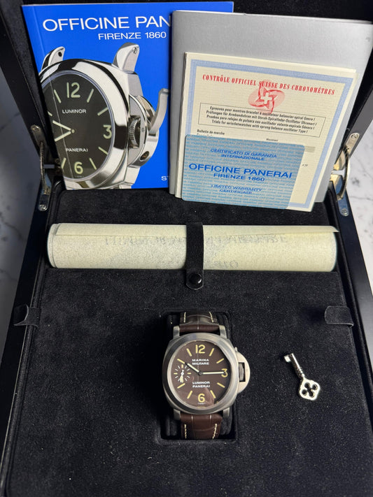 Panerai Luminor Marina Militare PAM00036 Titanium Tobacco Tritium Dial 2000 (Full-Set)