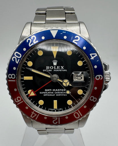 Rolex GMT-Master 1675 MK2 Heavy Patina All Red GMT Hand Pepsi Red Back 1971 (Full-Set/Serviced)