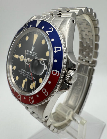 Rolex GMT-Master 1675 MK5 Pepsi Jubilee Yellow Patina 1978 (Serviced)
