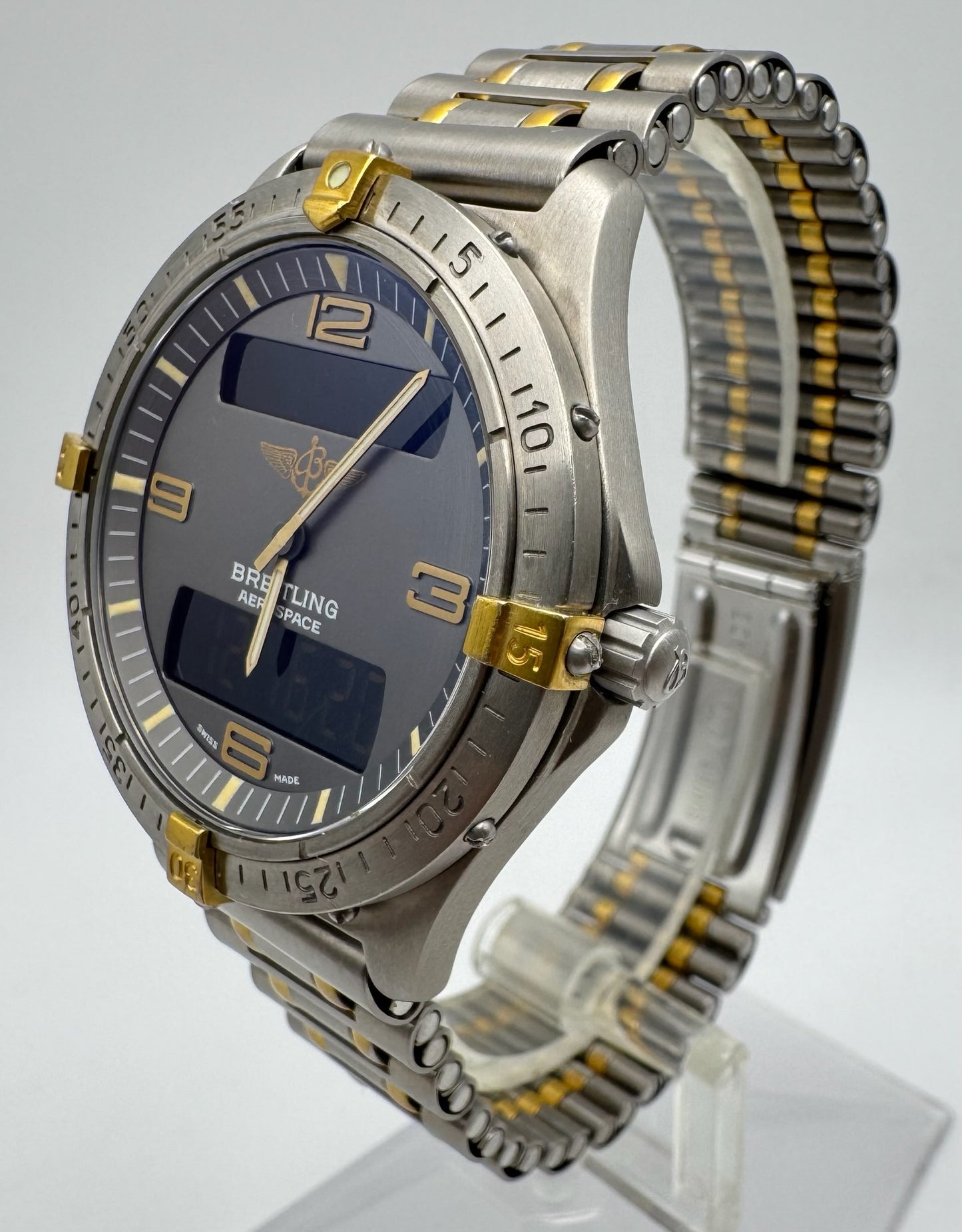 Breitling Aerospace Full Titanium Two Tone Grey Tritium Dial Yellow Patina Vintage 1995