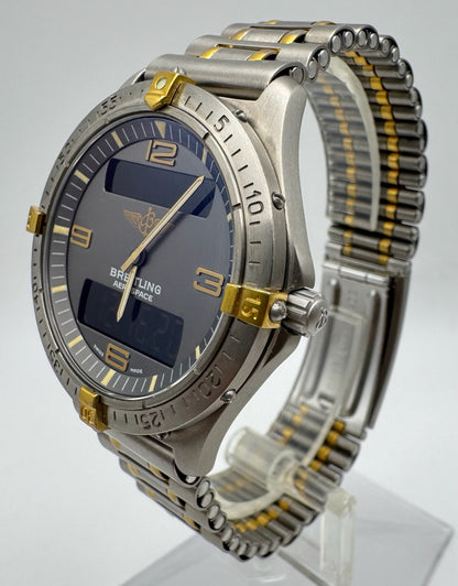 Breitling Aerospace Full Titanium Two Tone Grey Tritium Dial Yellow Patina Vintage 1995