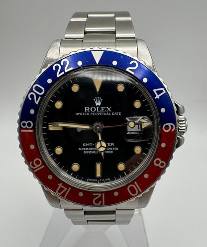 Rolex GMT-Master 16750 Pepsi Bezel Yellow Patina 1986 (Full-Set/Serviced)
