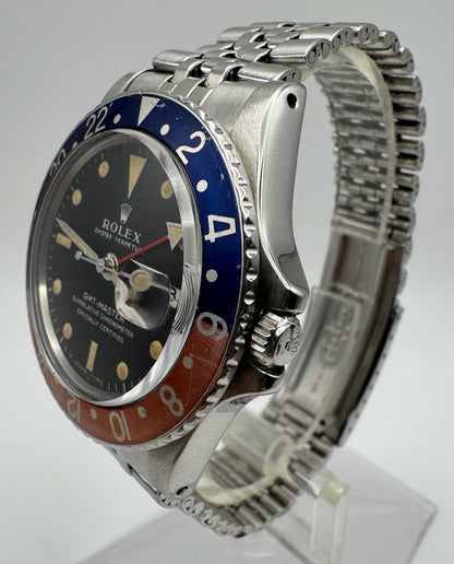 Rolex GMT-Master 1675 MK1 Long E Yellow Patina Pepsi Insert 1968