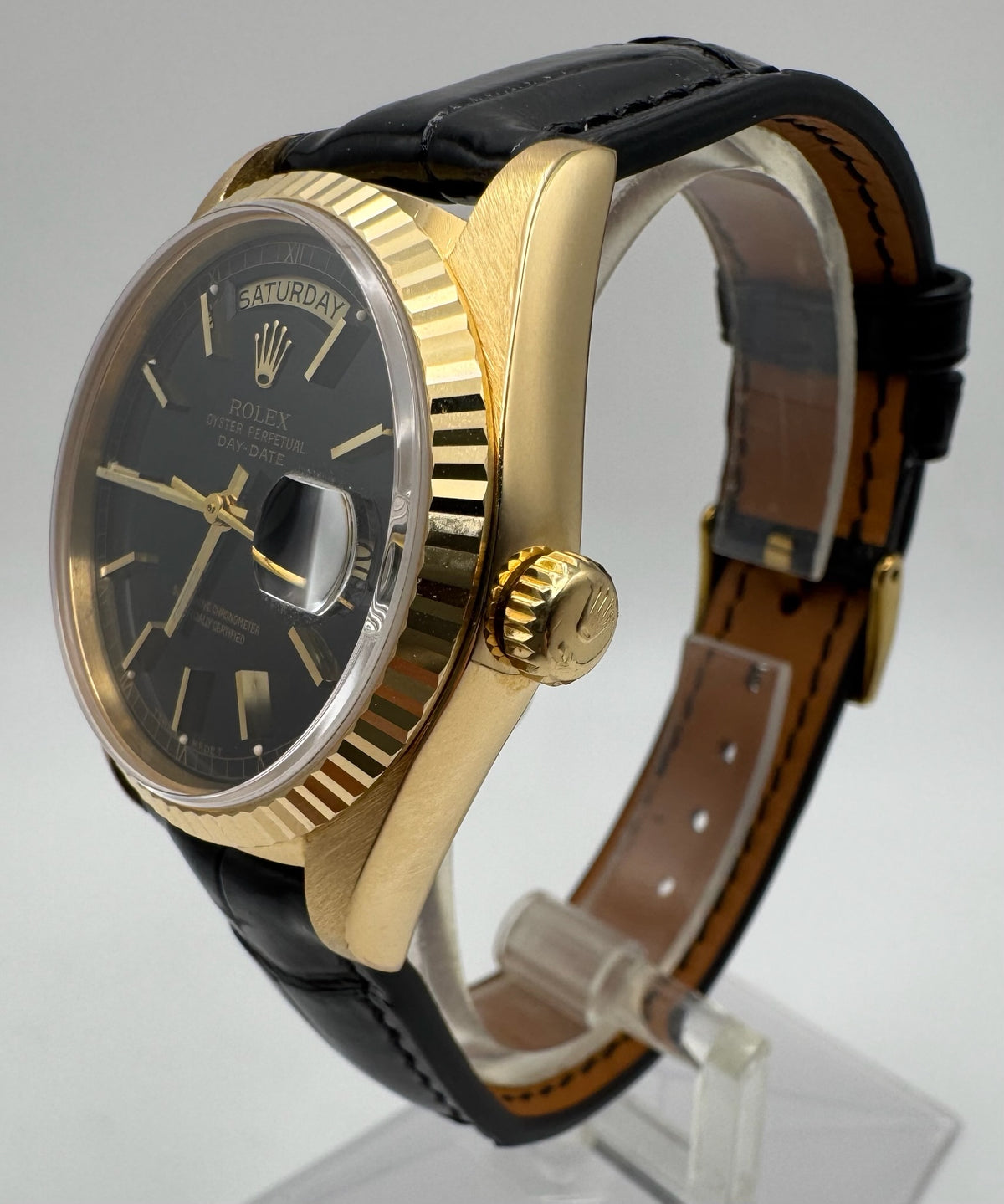 Rolex Day-Date 18038 Black Dial Sharp Lugs 1984 (Serviced)