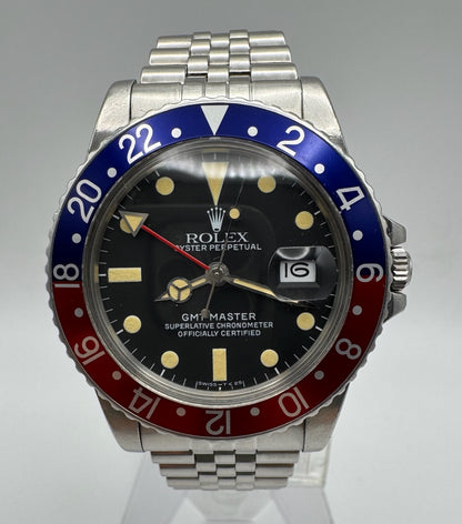 Rolex GMT-Master 16750 MK1 Matte Dial Yellow Patina Pepsi Jubilee 1983 (Full-Set/Serviced)