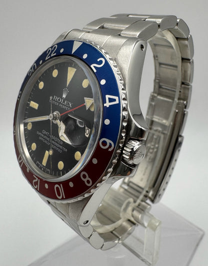 Rolex GMT-Master 1675 MK6 Yellow Patina Pepsi Oyster Bracelet 1978 (Serviced)