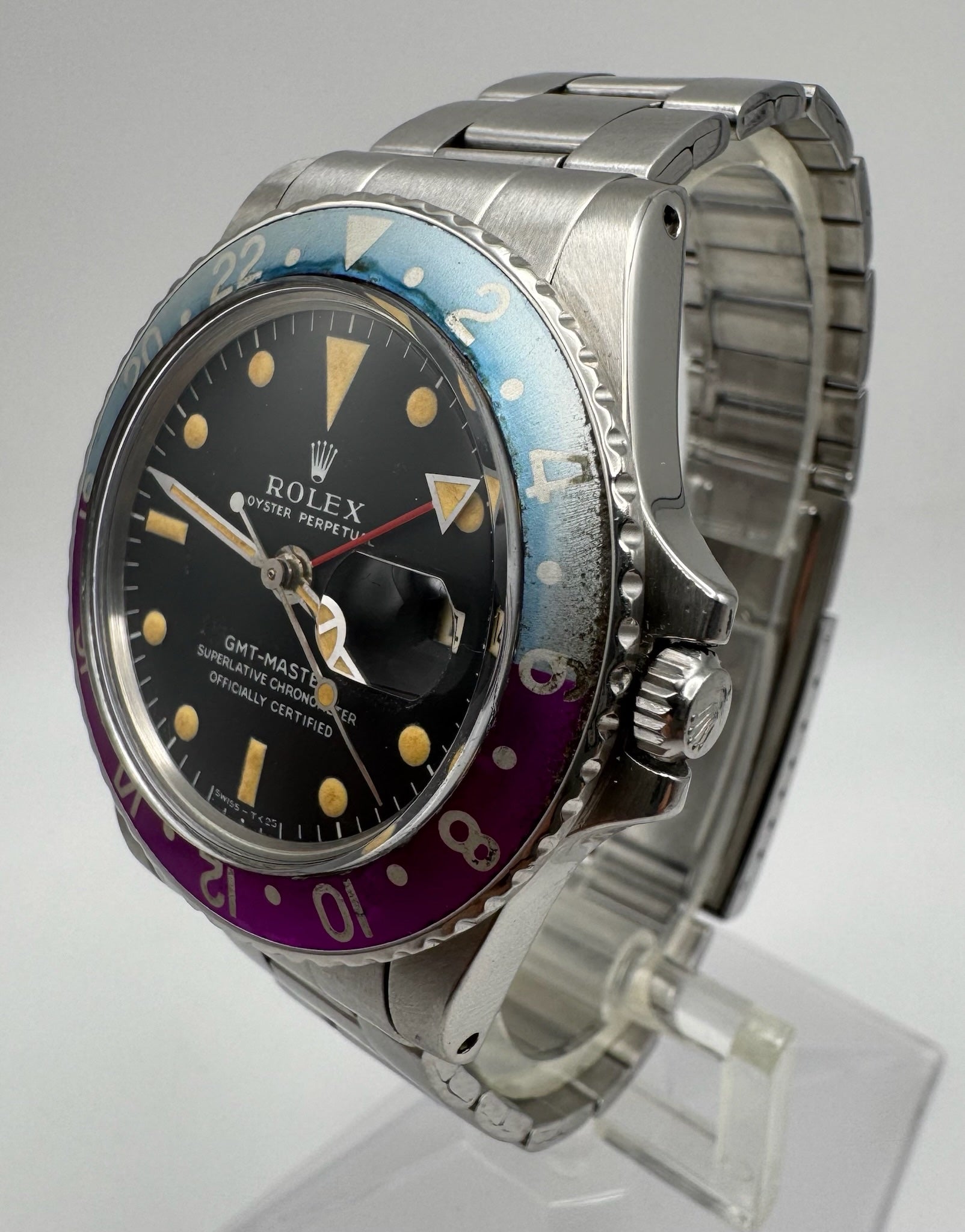 Rolex GMT-Master 1675 MK1 Long E Pumpkin Zinc Sulfide Lume Fuchsia