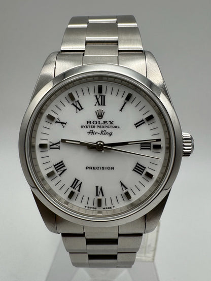 Rolex Air King 14000 White Roman Dial U Serial 1998 (Full-Set)