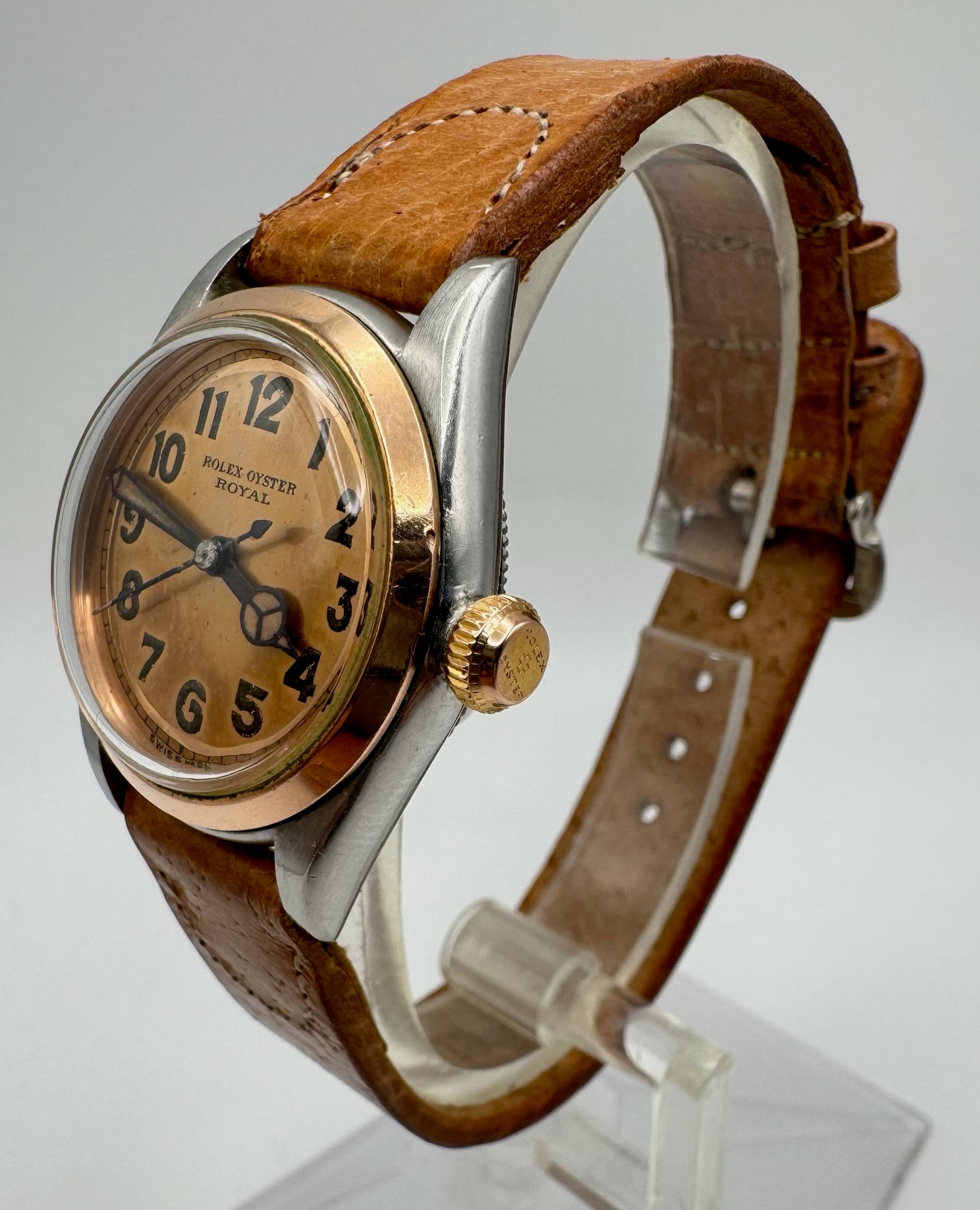 Rolex Oyster Royal 3121 Salmon Dial Arabic Numerals Two-Tone Vintage 1940s (Unpolished/Serviced)