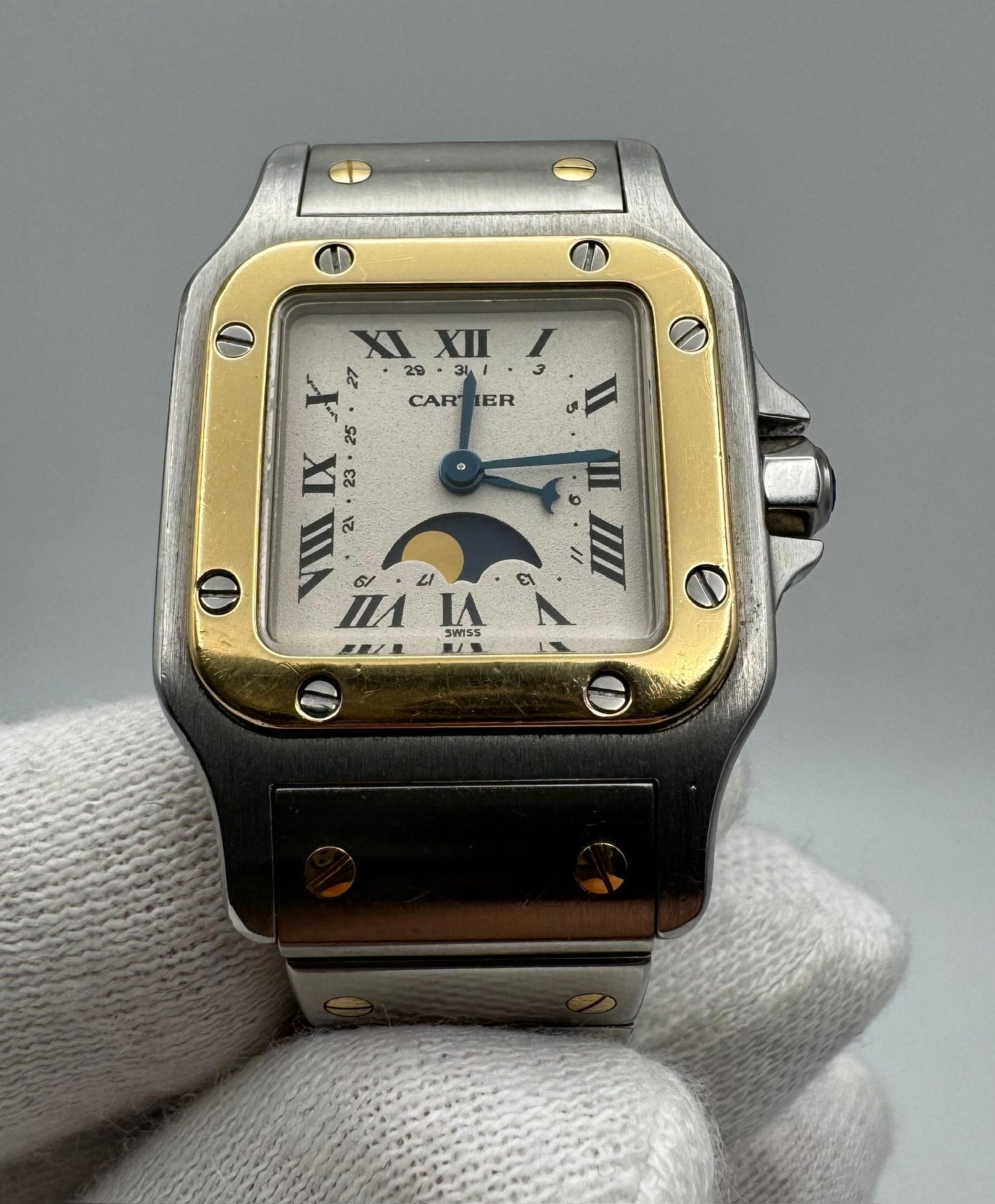 Cartier Santos Galbée Two-Tone Moonphase/Date 24x32mm Quartz 1998 (Unpolished)